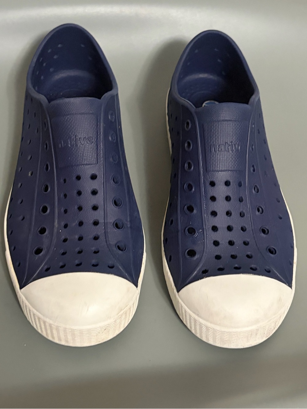 Size 3 - J3 Native Slip-On Loafers in Navy with White Toe Caps